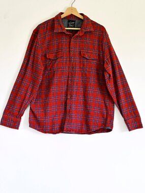 Grayers Heritage Flannels Orange and Blue Plaid Button-Down-Size XL